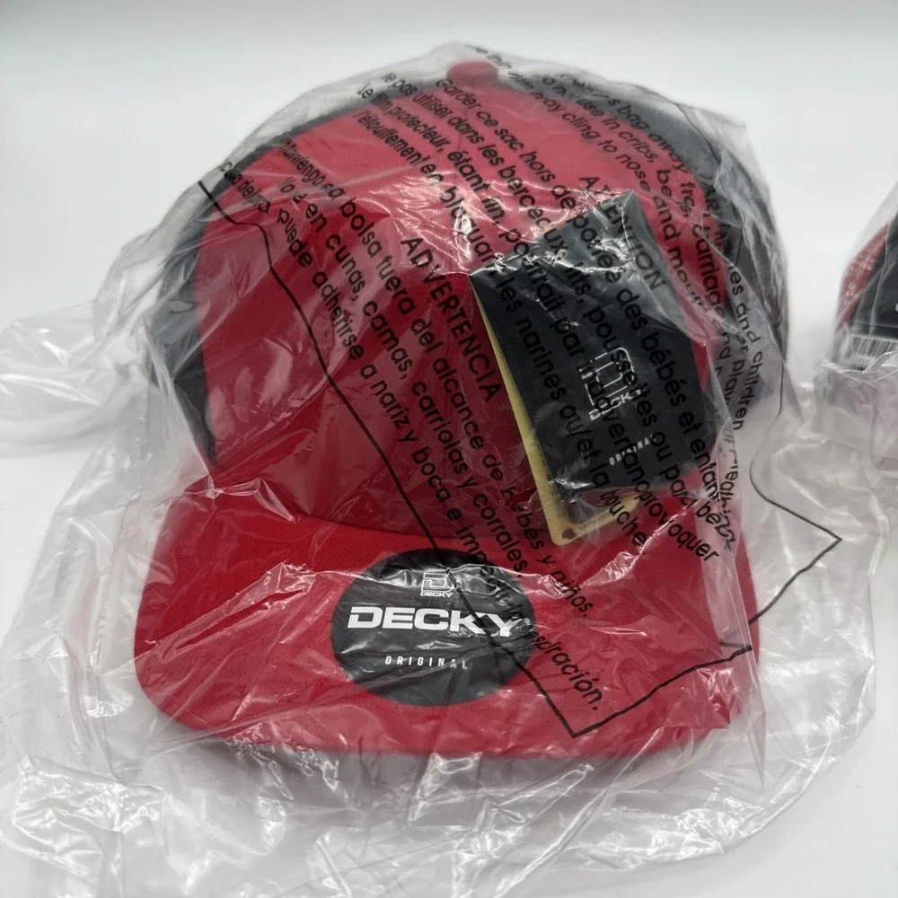 2‎ Decky Original Blank Flat Bill Trucker Cap Mesh Snapback Hat & 1 Chokolid NWT